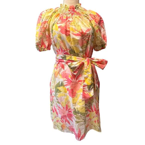NWT Roller Rabbit Imza Ainsley Dress Pink Green Floral Sz S Tropical Cottage - Picture 12 of 16